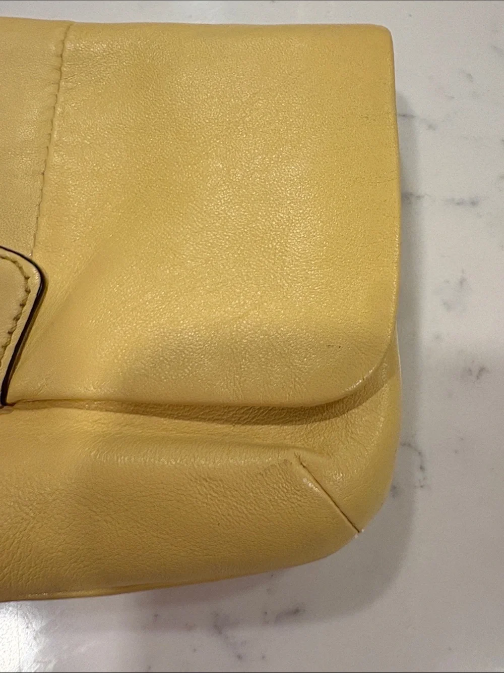 Coach Yellow Leather Wristlet Clutch with Gold Hardware
